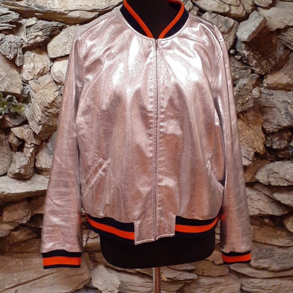 Eloquii Silver Bomber Jacket - image 1